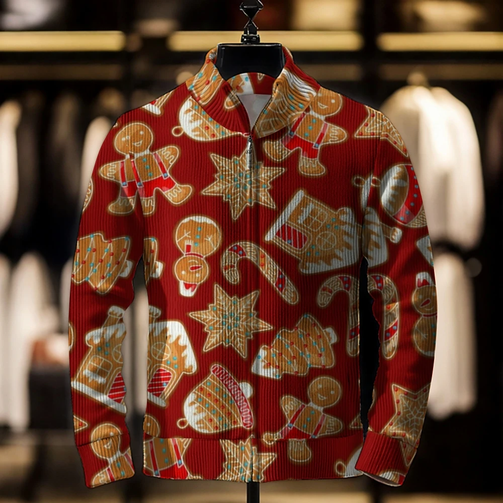 Мужской рождественский свитер с 3D принтом Uniqe кардиган свободная верхняя одежда