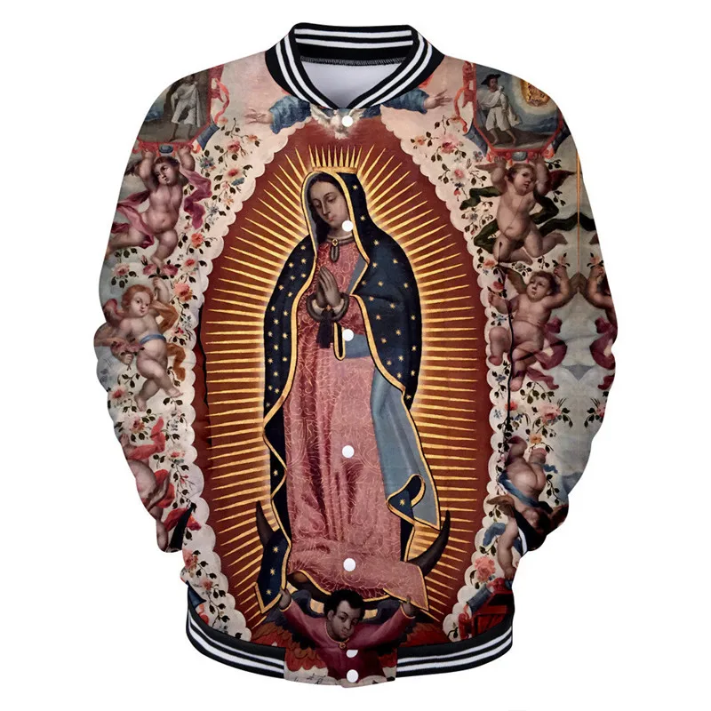 

Our Lady Of Guadalupe Virgin Mary Catholic Mexico Top Quality Jacket men coat long sleeve sweatshirt Boy girls clothes