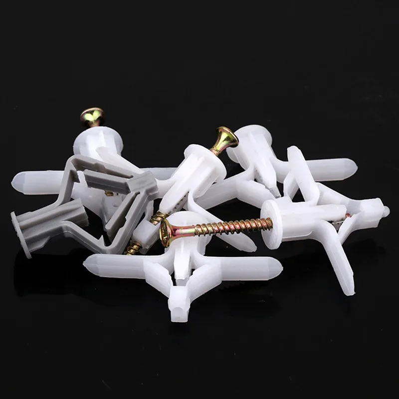 

100Pcs Plastic Toggle Anchor With M4 Screw Curtain Gypsum Board Hollow Wall Pipe Plug Aircraft Expansion Anchor Bolt Accessories