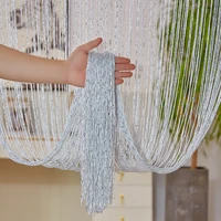 tassel fringe denser string curtain 1x2 m polyester shiny curtain for bedroom door white salon and sheer wedding decoration