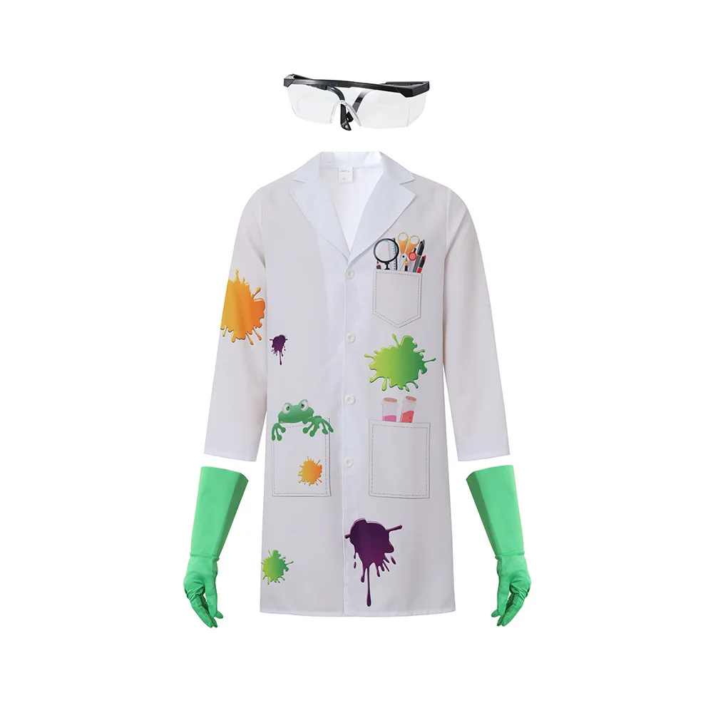 Мужчины Сумасшедший Ученый Доктор Косплей Взрослый Хэллоуин Лаборатория Researcher