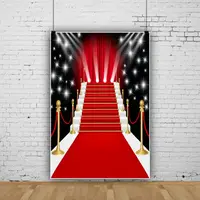 Red Curtain Carpet Stage Photography Backdrop Stage Glowing Light Beam Background for Performer Actor Live Music Show Poster