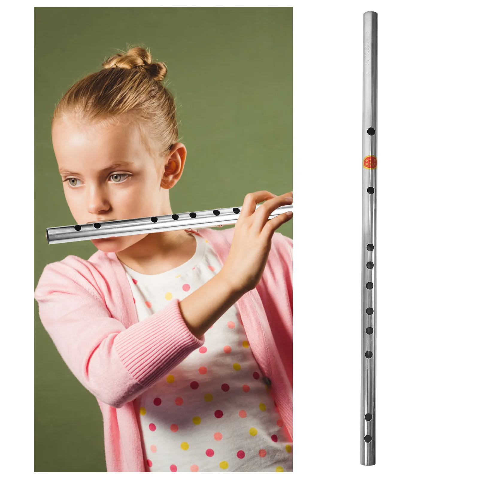 

Kids Instruments Stainless Steel Flute Introductory Metal Chinese Traditional Sturdy Student Transverse