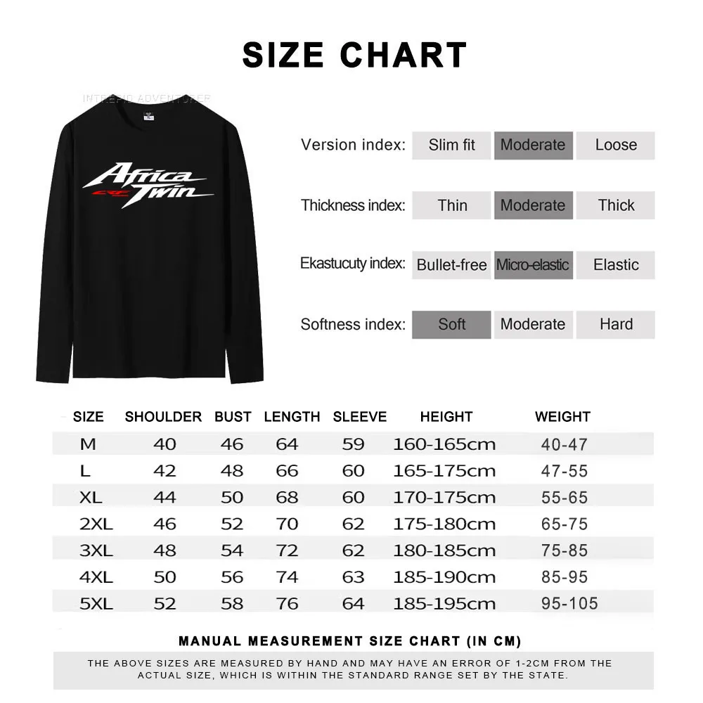 For Honda Africa Twin Crf 1000 L Crf1000 T Shirt Motorcycle O-Neck 40 Years GS New T-Shirt Long Sleeve T Shirt