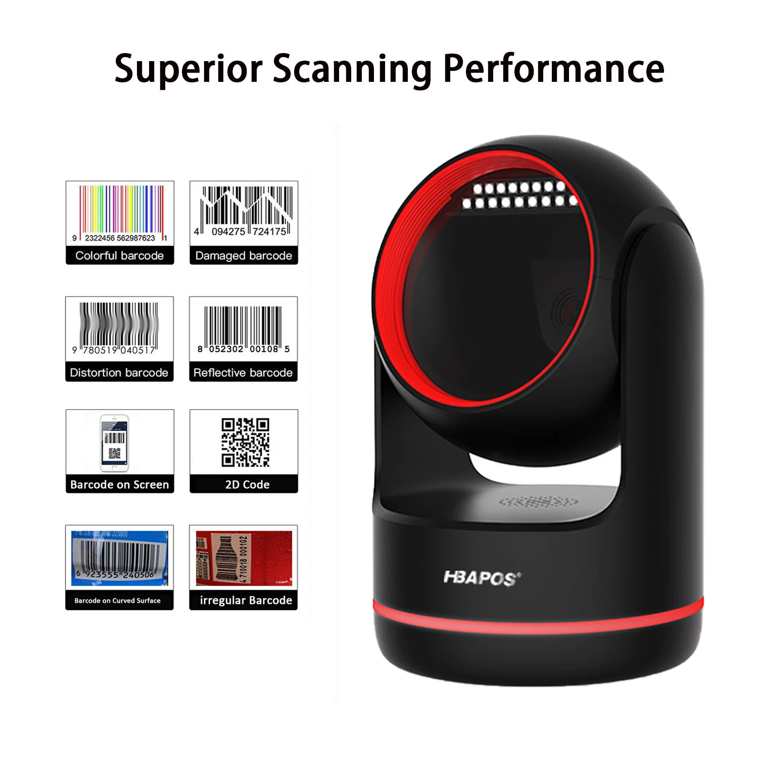 

2D Barcode scanner all-round desktop automatic sensing data matrix PDF417 reader supermarket usb bar code reader 1D 2D QR code