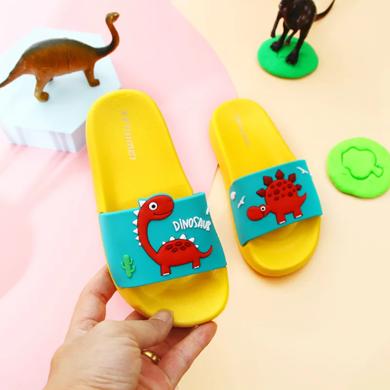 

Summer Dinosaur Children's Slippers For Boys Girls Slippers PVC Soft Bottom Non-slip Beach Sandals Kids Home Bathroom Flip Flops