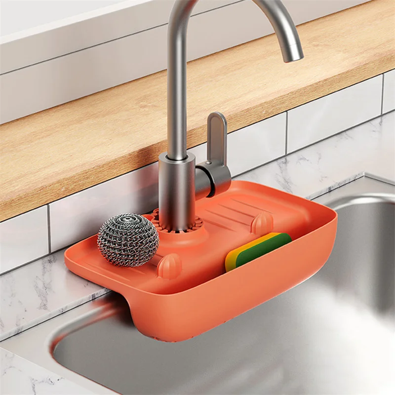 

Faucet Drainer Rack Non-slip Countertop Mat Kitchen Wipe Sponge Wipe Drainer Organizer Rack Bathroom Kitchen Accessories Tools