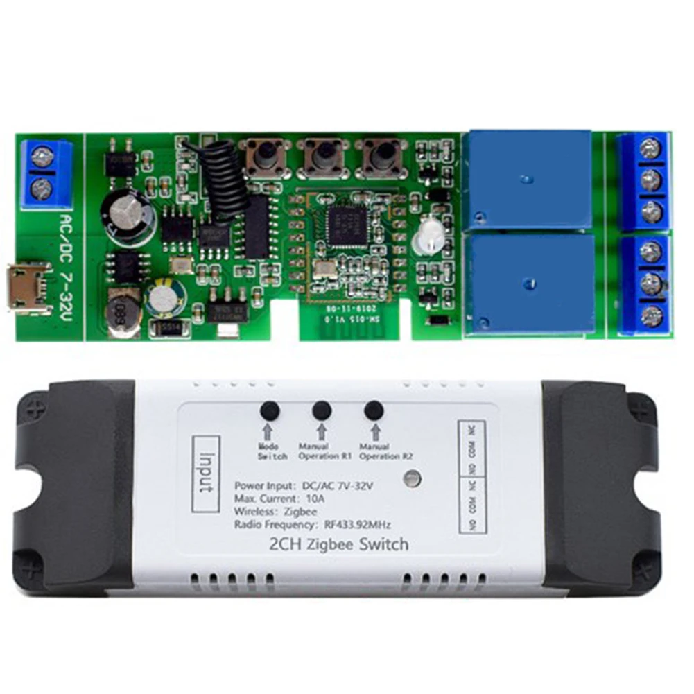 2-канальный модуль таймера Wi-Fi/Zigbee AC/DC 7-32 В беспроводной пульт дистанционного