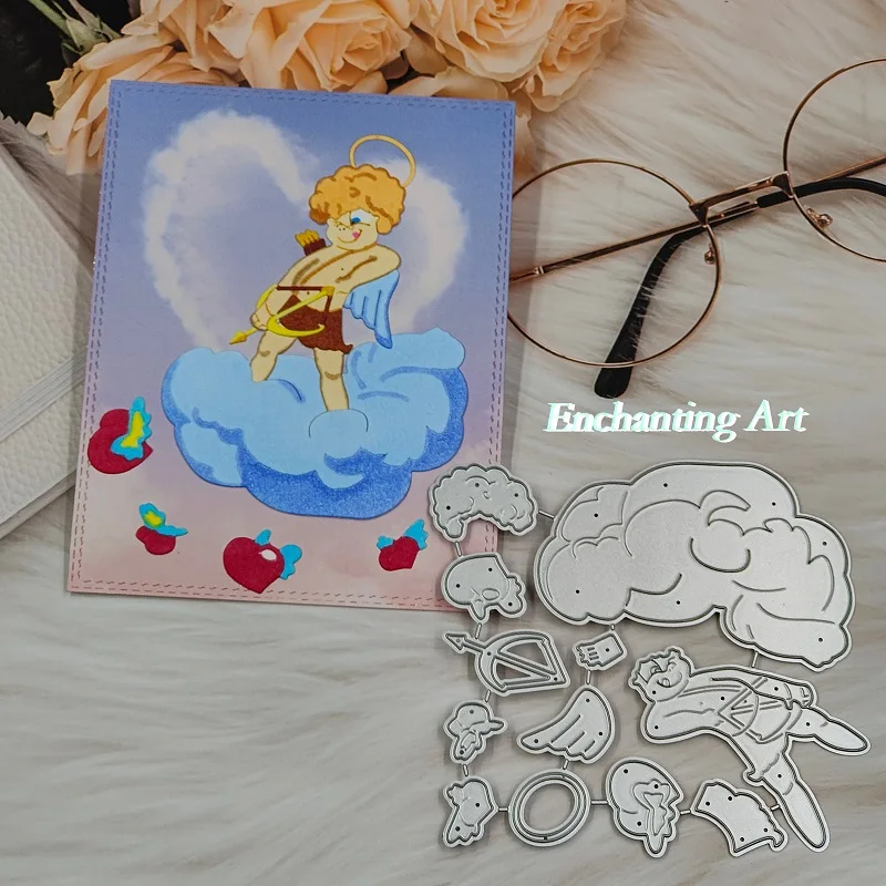 

Cupid Shoots Love From The Clouds Metal Cutting Dies Stencils for Scrapbooking/Photo Album Decorative Embossing DIY Paper Cards