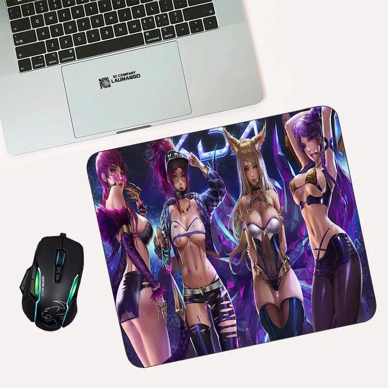 

Anime Mouse Pad Gamer LOL KDA Gaming Laptops Mousepad Glass Computer Desk Mat Cabinet Pc Mats Keyboard Accessories Carpet Mause