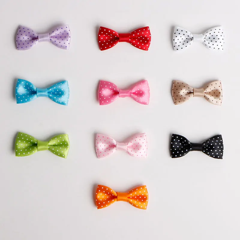 

50pcs/set Boutique 15x35mm Valentine's Day Gift Box Decoration Ribbon Small Dots Satin Ribbon Bow for DIY Craft Gift Accessories