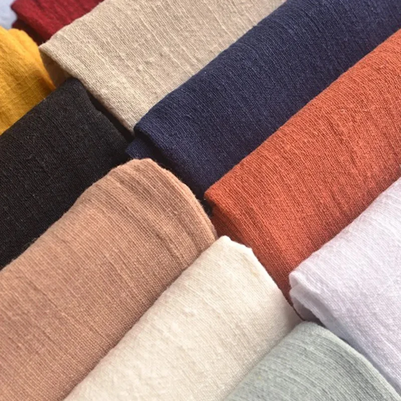 

130x50cm Thin Solid Color Sand Washing Treatment Cotton Linen Cloth Slub Soft Fabric Diy Dress Robes Clothing Handmade TJ9416