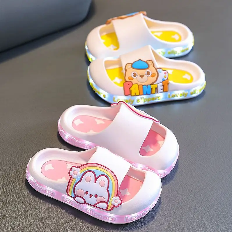 

Children's Slipper Summer Cartoon Boys and Girls Home Non-Slip Cool Lights Outdoor Soft Bottom Luminous Sanrio Hellokitty Rabit