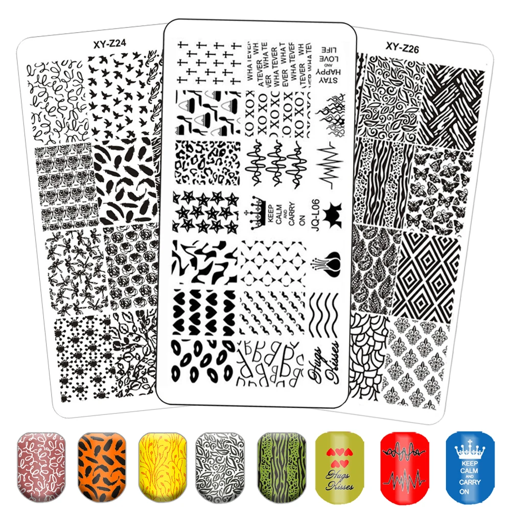 

Трафарет из нержавеющей стали для стемпинга, пластина с изгибом дерева, линий, цветка, механические детали, с мраморной текстурой