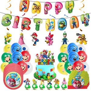 Latex Foil Balloon Suit Disposable Tableware Super-Marioed-Brother Theme Birthday Party Decoration K in Pakistan