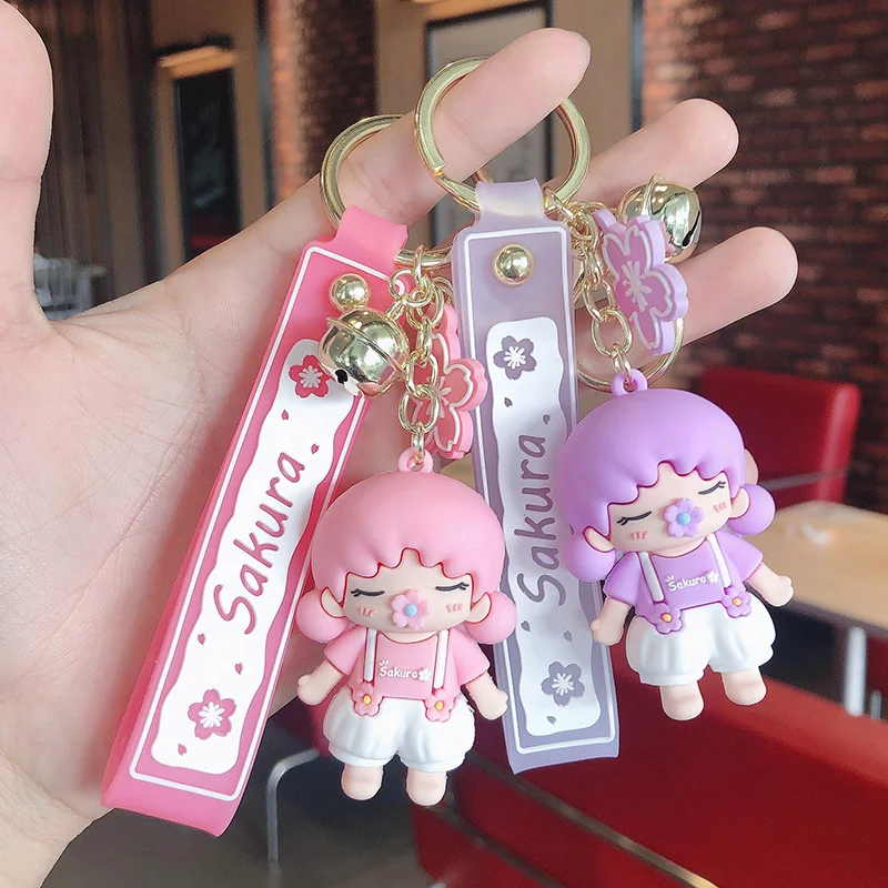 

Creative Cute Cherry Blossom Lolita Doll Keychain Cartoon Girl Bag Pendant Small Gift Fashion Ornament Wholesale