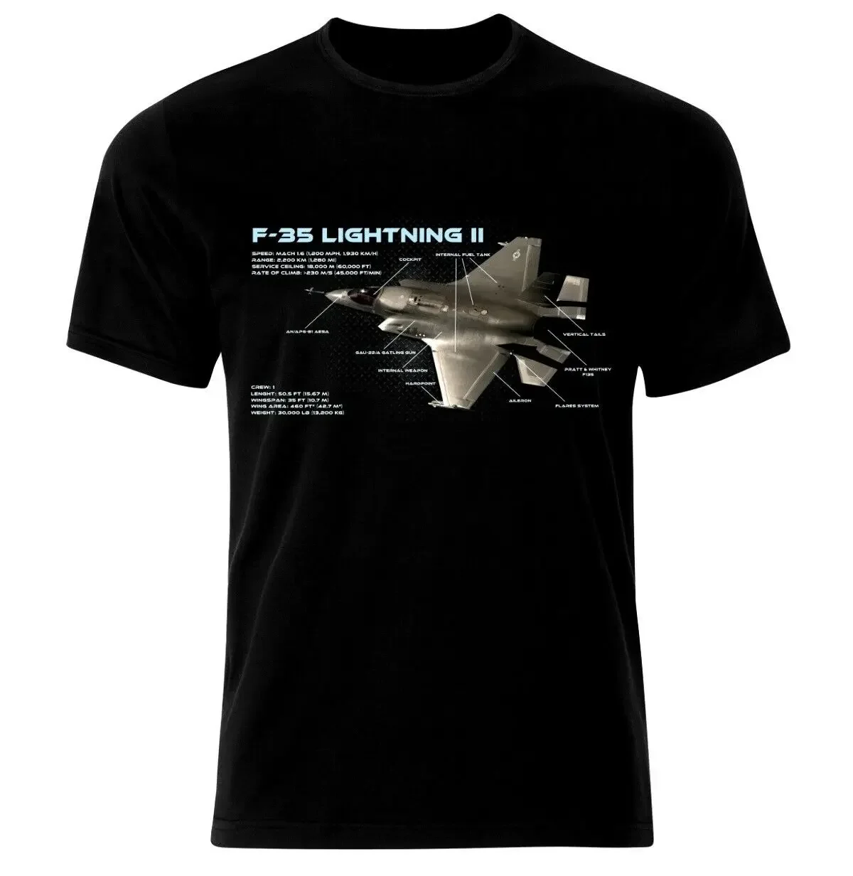 F-35 Lightning II Stealthy Supersonic Multitirole Fighter Blueprint футболка из 100% хлопка с круглым вырезом и