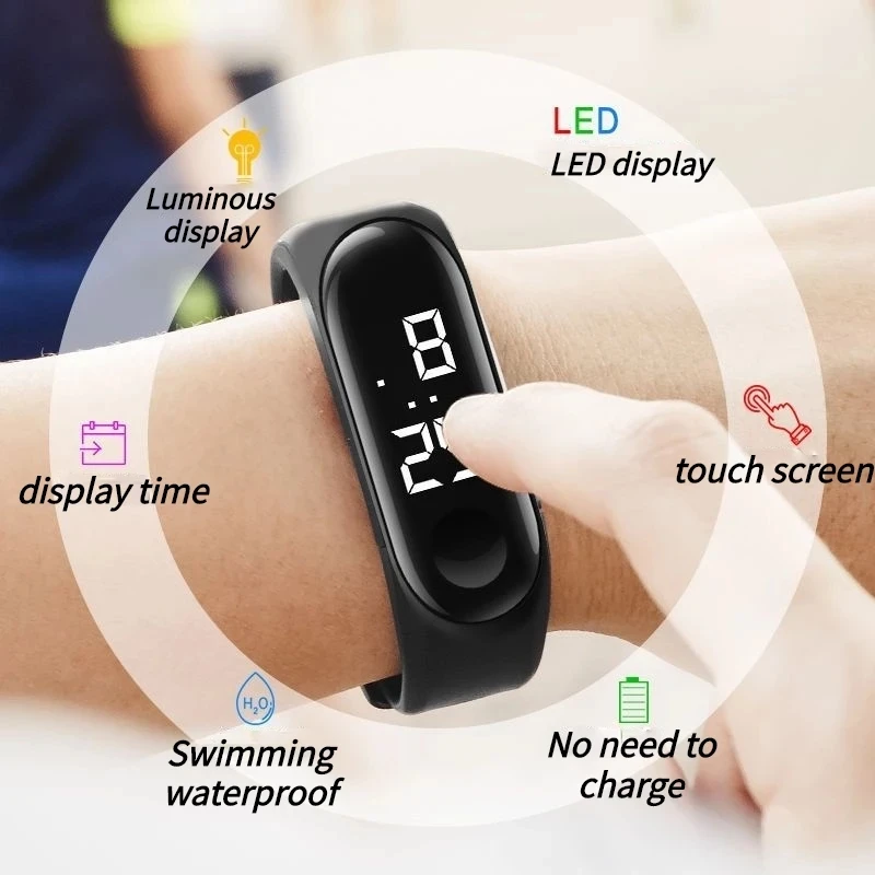 Waterproof New LED Watch Fashion Student Couple Leisure Sports Touch Bracelet Electronic Watch Fitness Color Silicone Bracelet