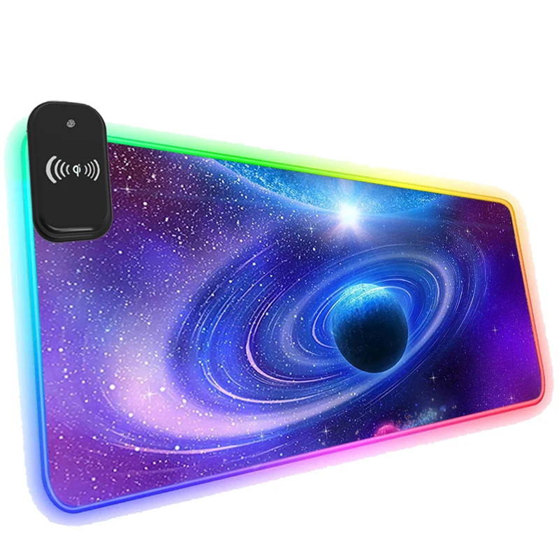 

Starry Sky Wireless Charging RGB Mouse Pad LED Gaming Keyboard Mat Office Accessories Cool Luminous Laptop Rug Mousepad Mats Pc