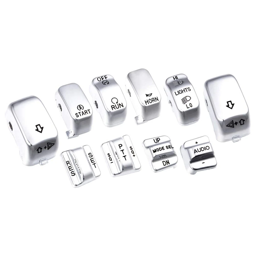 

10 шт., хромированные колпачки для кнопок управления мотоциклом для Touring FLHX FLTRX Street Electra Glide 96-Up