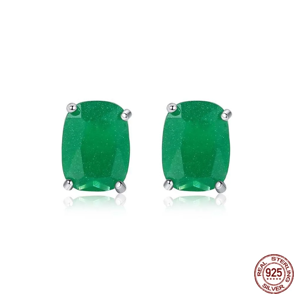 

BABIQU New Green or Pink Stone Stud Earrings for Women Anniversary Fine Jewelry 925 Sterling Silver Pendientes Mujer Se0409