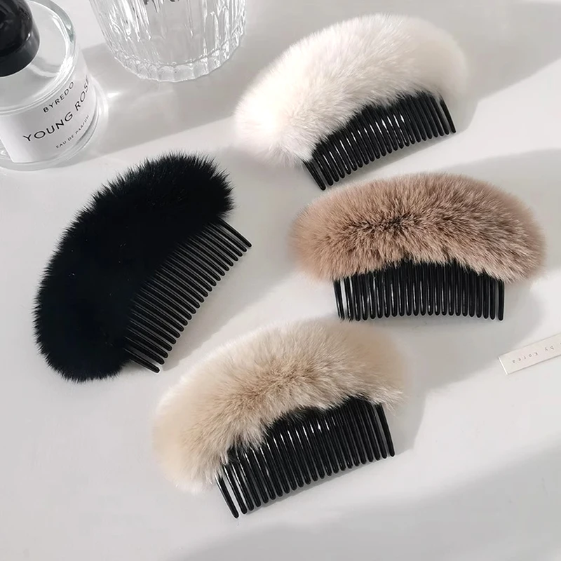 Новая зимняя плюшевая расческа для волос элегантная заколка из искусственного