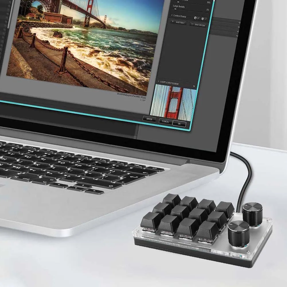 

Custom Gaming Keyboard Knob 9 Key 2 Knob Programmable Suitable for PS Drawing Gaming Osu Volume Control Accessories
