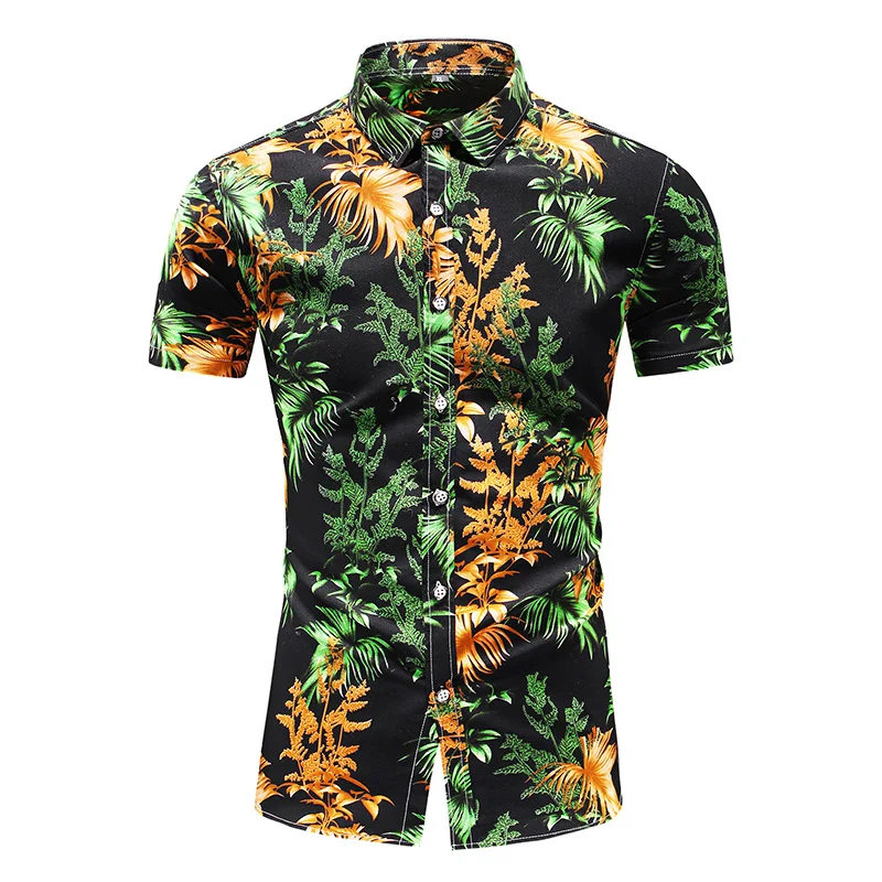 

Fashion Korea Design Hawaii Beach Short Sleeve Casual Shirts For Men's Print Blouse 2022 Summer Clothing Plus Asian Size 5XL 6XL