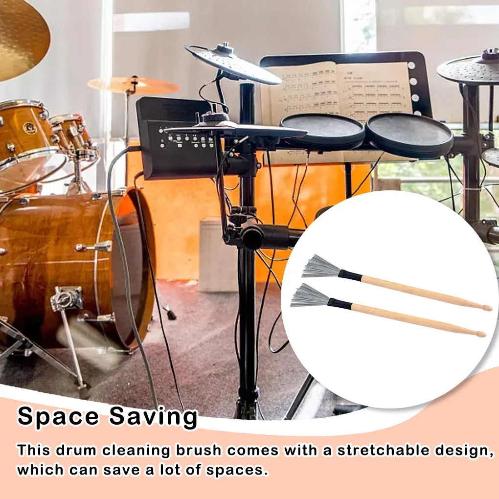 

2 шт. ручка щетка стальная головка перкуссия часть растягивающийся дизайн музыкальное снаряжение без царапин мягкость профессиональные ба...