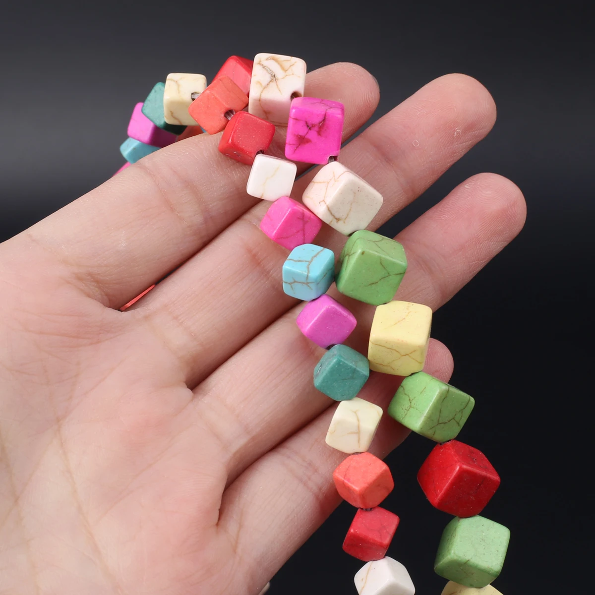 

6/8mm Natural Stone Cube Beads Loose Synthetic Turquoise Spacer Bead for Jewelry Making Diy Trendy Necklace Bracelet Accessories