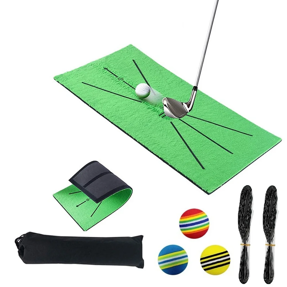 Golf Training Mat Mini Practice Hitting Aid Fixed Ground Rug for Swing Detection Batting Portable Gift Indoor Outdoor with Bag