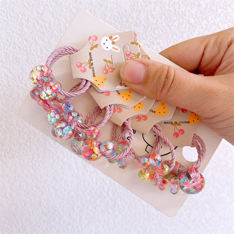 

1 Set Spring Color Cute Elastic Hair Bands For Kids Girls Flowers Hair Ties Cartoon Bunny Hair Rubber Band Baby Hair Accessories