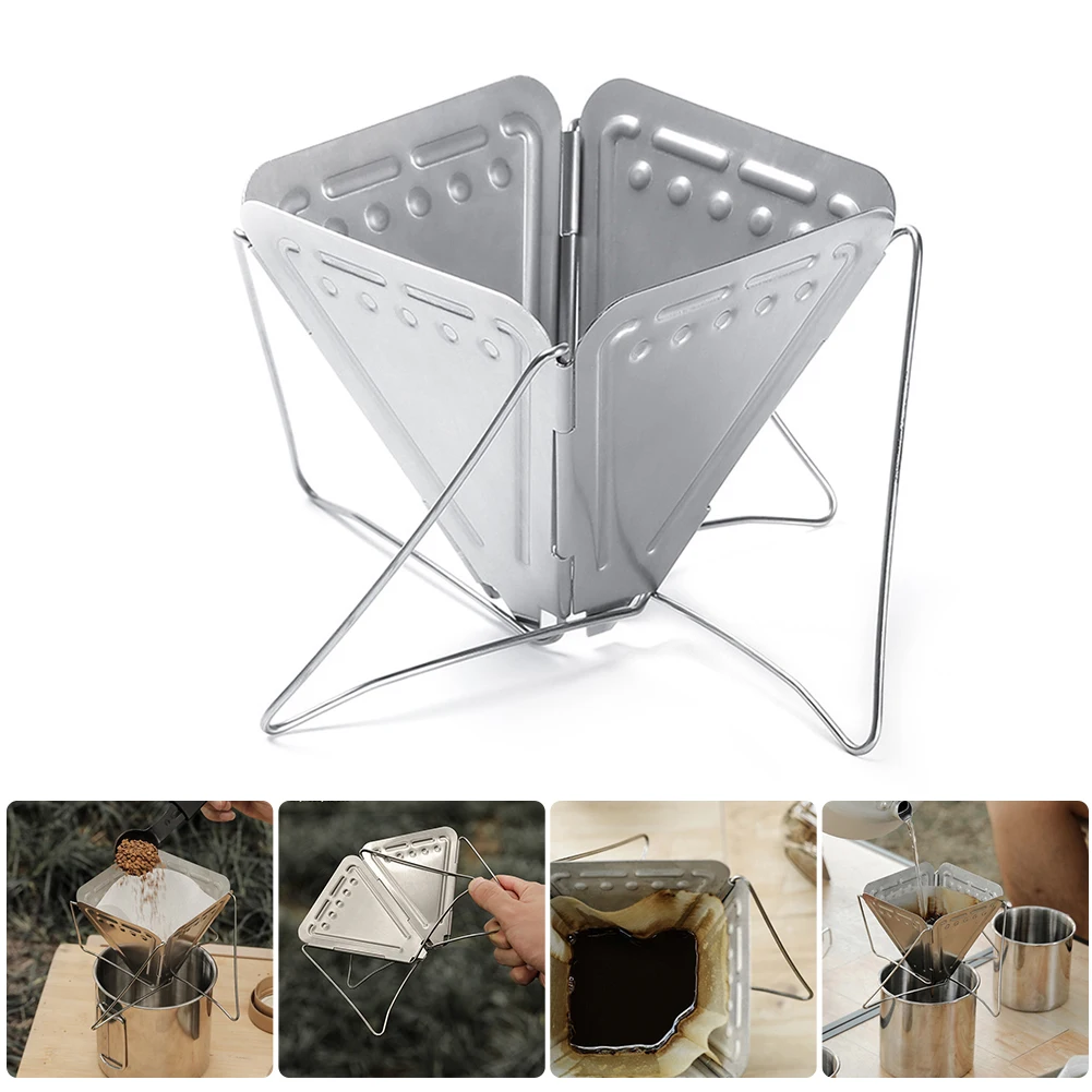 

Folding Portable Coffee Drip Rack Hand Punch Coffee Filter Cone Stand Outdoor Camping Stainless Steel Holder Drink Cup Dripper