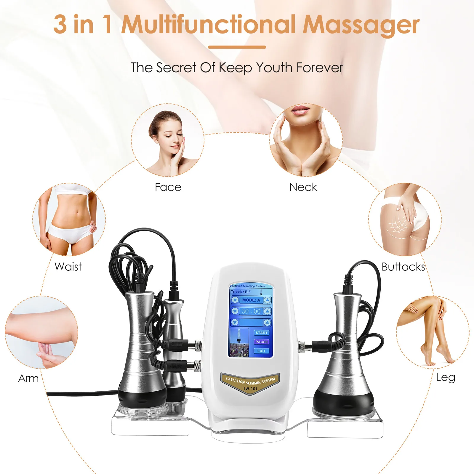 

3 In 1 Fat Massage Tool Used For Face Abdomen Buttocks And Thighs Shaping Body Shape Skin Care Machine Free Shipping
