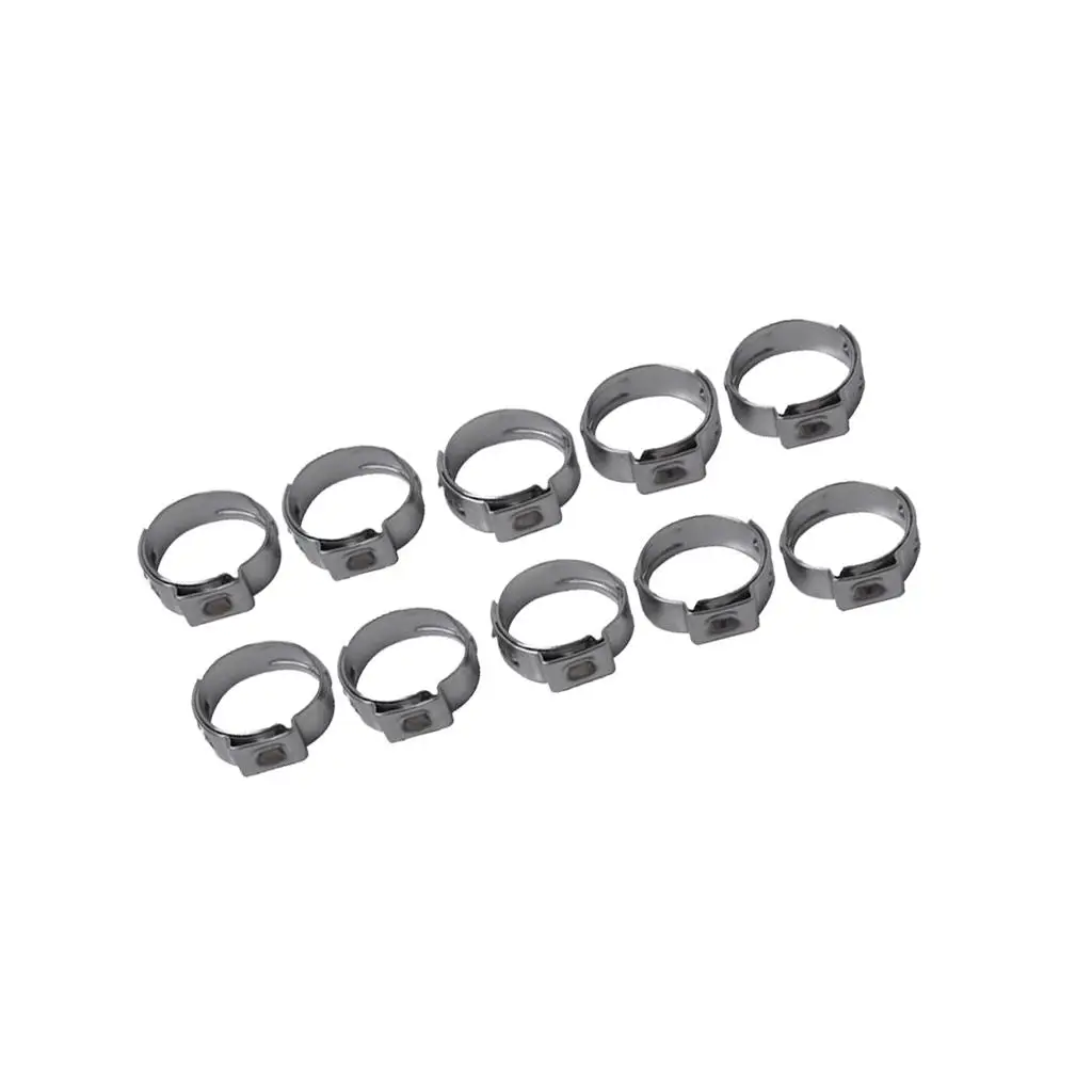 

5X 10 Pieces Single Ear Stainless Clamps Coolant Gas 9.4-11.9mm