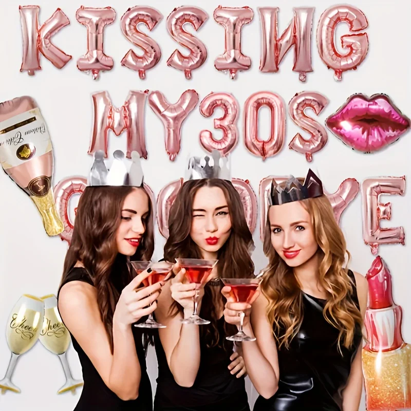 Фото Набор воздушных шаров «Kiss My 20s» из алюминиевой пленки, цвет розовое золото №3