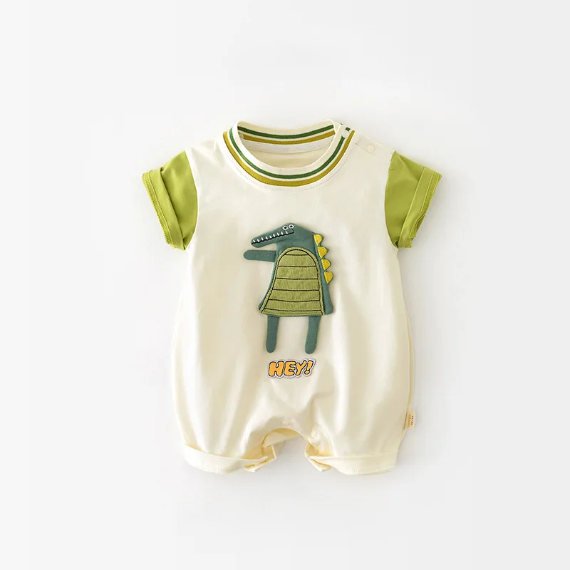 Baby Summer Romper Cartoon Dinosaur Jumpsuit for Boys Cotton Toddler Onesie Newborn One-pieces Costume Cute Girls Clothing 0-2 Y