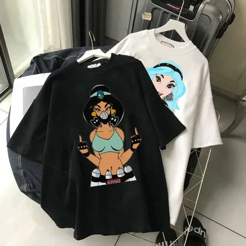 Alice In Wonderland Printed T Shirt Tops Snow White Princess Graphic Tshirt Disney Women Casual Short Sleeve T-shirt