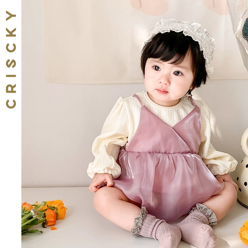 

Autumn Newborn Infant Baby Girls Romper Long Sleeve Patchwork Girls Rompers Sweet Jumpsuit 2023 Playsuit Baby Clothes