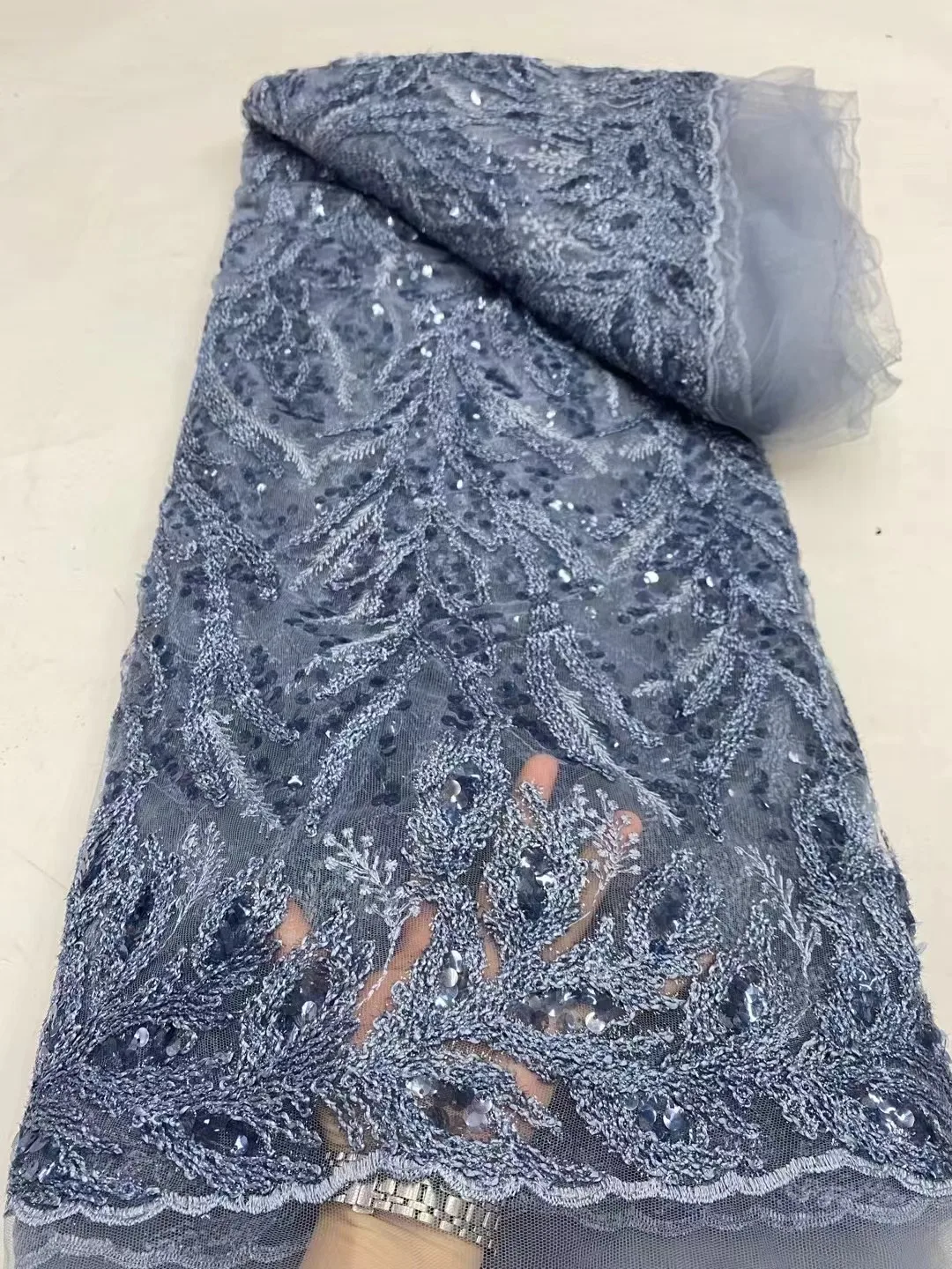 Винная нигерийская вышивка кружева высокого качества французская сетка блестки