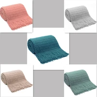 inyahome knit chunky throw blanket soft lightweight textured decorative blanket with tassel for bed couch car manta para sof%c3%a1
