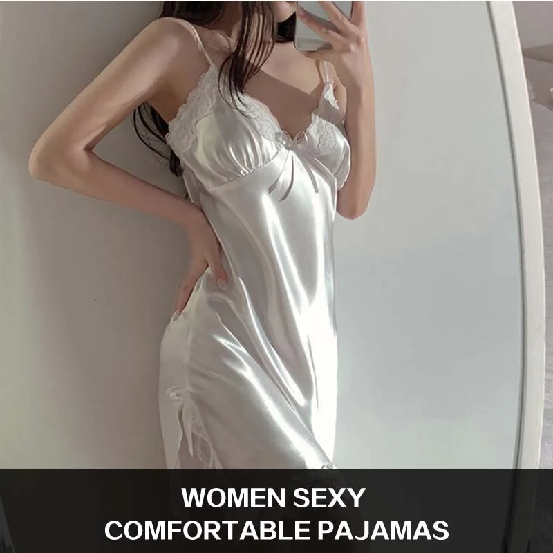 Sensual Lace Nightgown with Satin Straps: Elegant Sleepwear for Women’s Bold Nights Sensual Lace Nightgown with Satin Straps: Elegant Sleepwear for Women’s Bold Nights