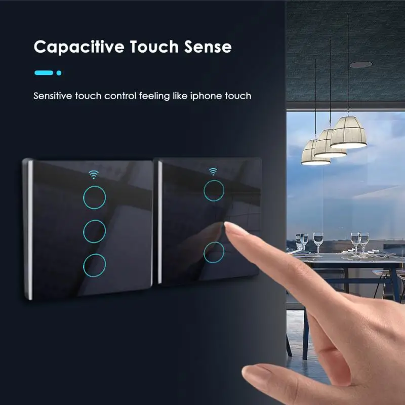 Умный выключатель Tuya WiFi EU беспроводной жизни дистанционной стены сенсорный Alexa Google Home Yandex Alice.