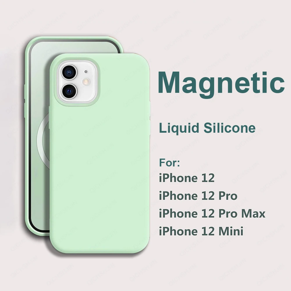 

Official Magnetic Liquid Silicone Case With Animation For iphone 12 Pro Max 12 mini Multicolor Back Case Wireless Charging Cover