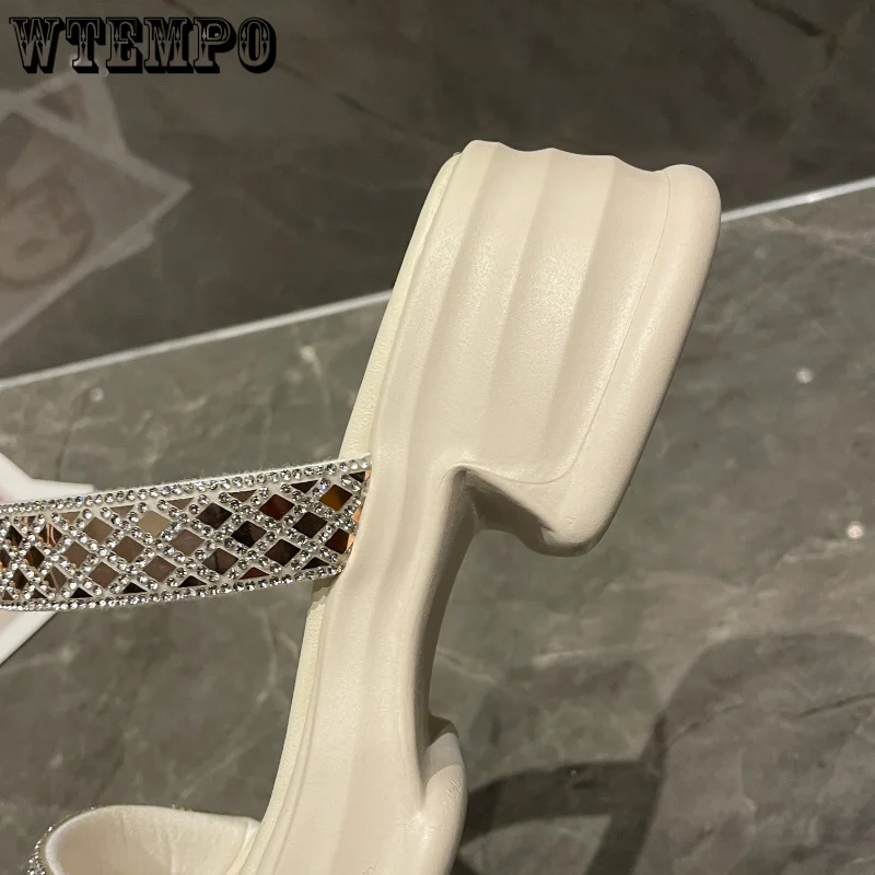 WTEMPO Rhinestone Slippers Women Summer Shoes Ladies Fashion Beach Slides Girls Casual Comfortable Flip Flops Flats Dropshipping