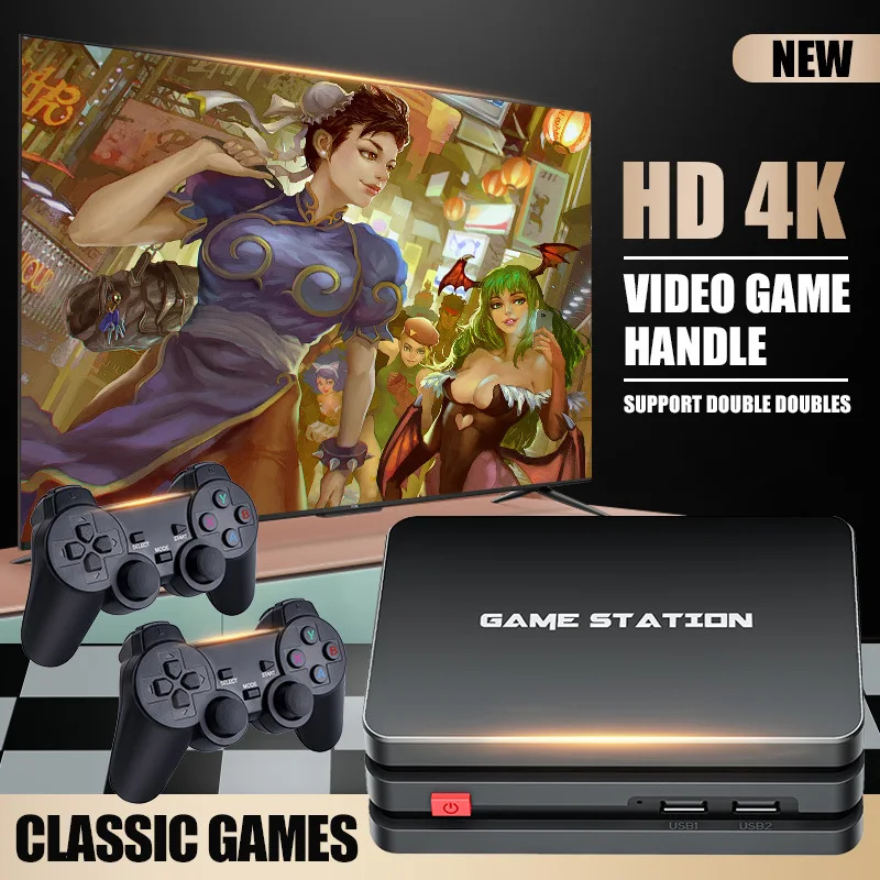 Игровая приставка Ретро 4K HD 10000 + игр беспроводной контроллер 2 4 ГГц для PS1/GBA/FC/MAME |