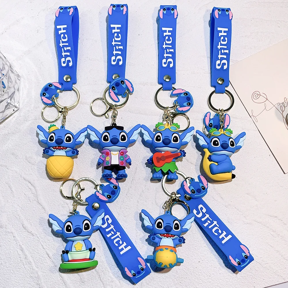 

Disney Stitch Keychains Ilaveros Fruit Car Key Handbag Accessories Lilo Stitches Pink Angel Anime Keyring Christmas Gift