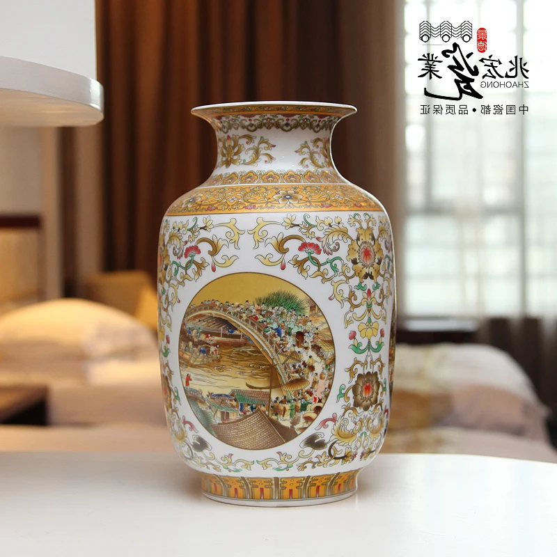 

Hong Zhao Jingdezhen modern Chinese ceramic vase retro home decorations crafts living room TV cabinet decoration
