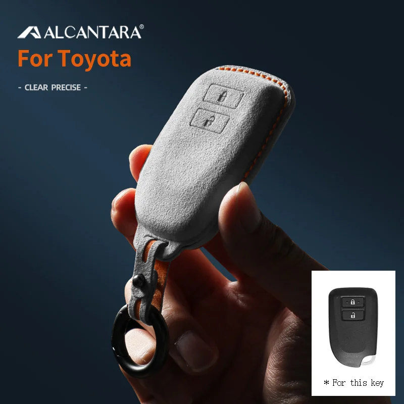 

Alcantara Car Key Case For Toyota For Toyota YARiS CVT Suede Cover Remote Fob Shell Skin Key Chain Holder Protector