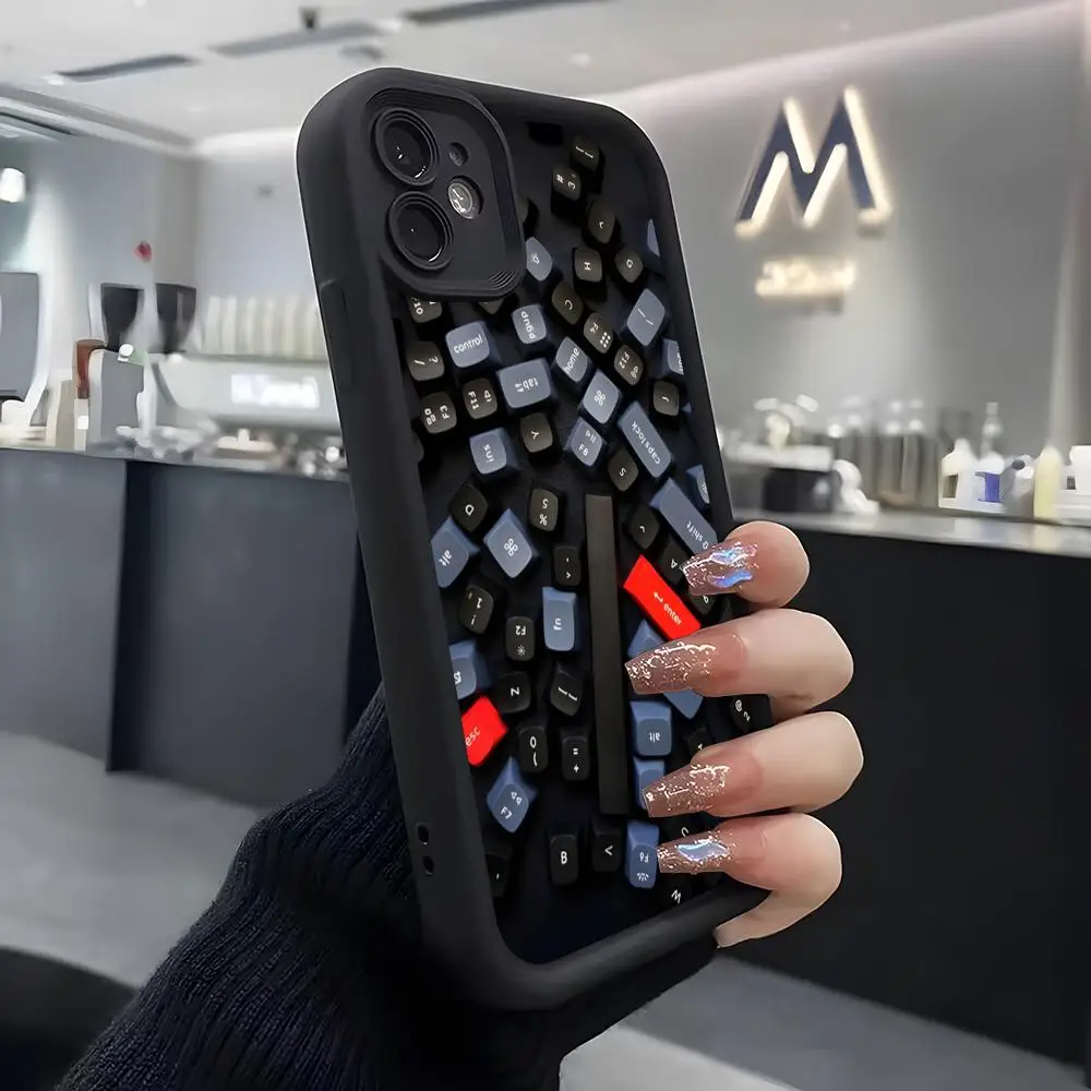 Чехол-клавиатура для iPhone Air 17 Pro Max 16 E 15 14 Pro Max 13 12 11 Mini Plus, мягкий силиконовый, черный (art.: 3920dbbc79079) - 3920dbbc79079